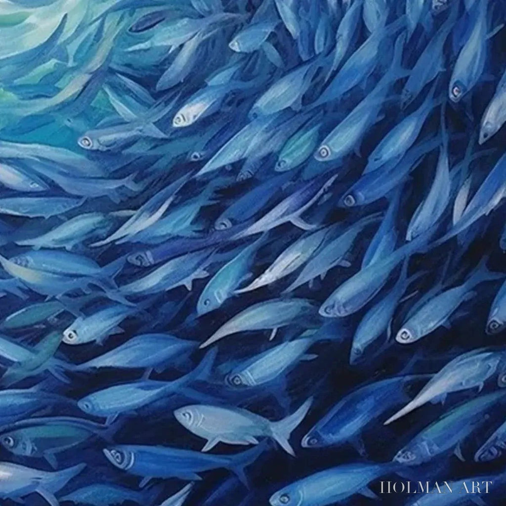 HOLMAN ART Oceanic Whirl – Dynamic Painting of a School of Fish - image 3