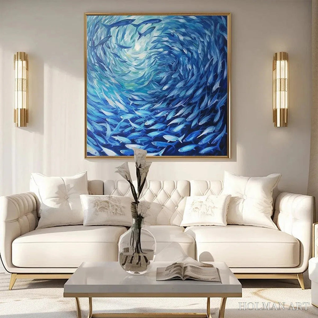 HOLMAN ART Oceanic Whirl – Dynamic Painting of a School of Fish - image 4