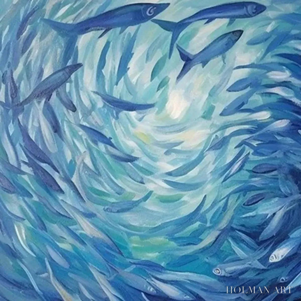 HOLMAN ART Oceanic Whirl – Dynamic Painting of a School of Fish - image 6