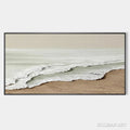 HOLMAN ART Serene Shore – Textured Coastal Landscape Painting in Beige - image 1