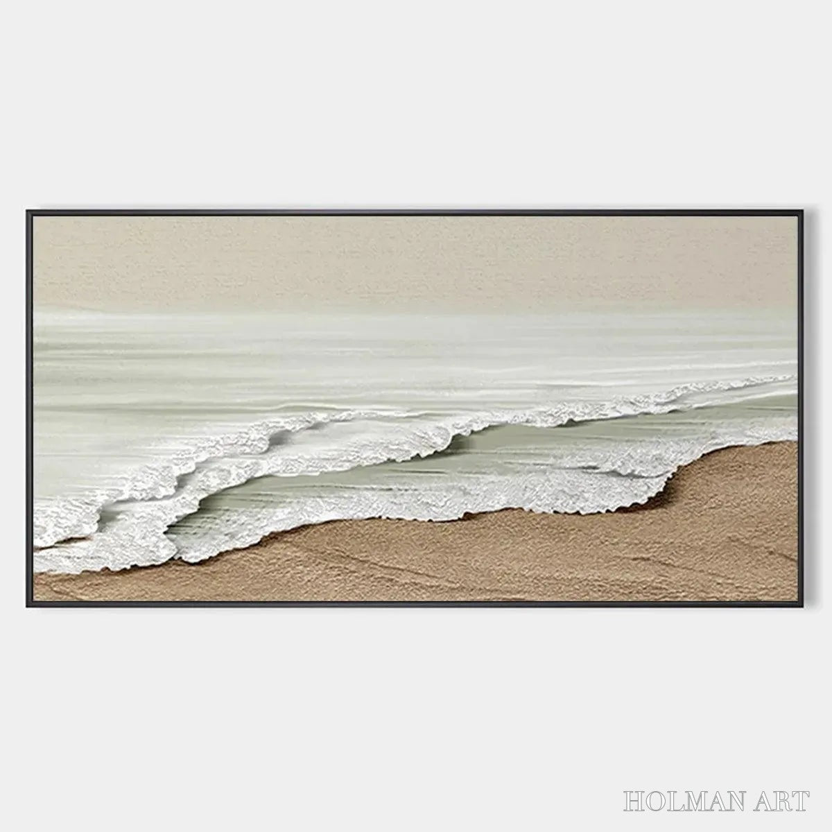 HOLMAN ART Serene Shore – Textured Coastal Landscape Painting in Beige - image 1