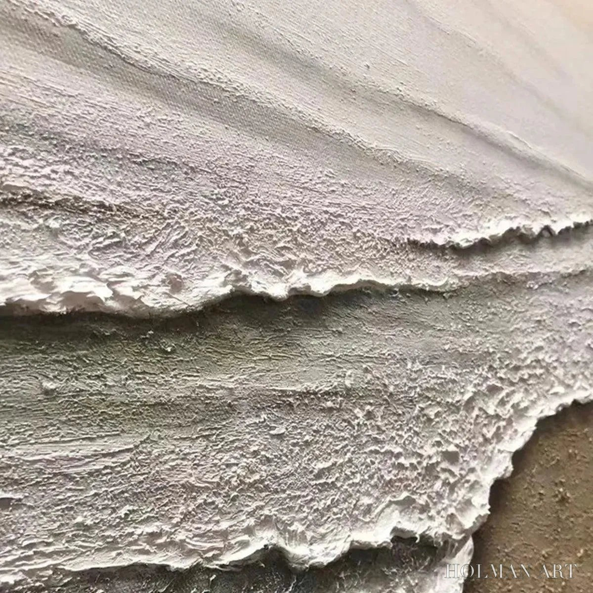 HOLMAN ART Serene Shore – Textured Coastal Landscape Painting in Beige - image 3