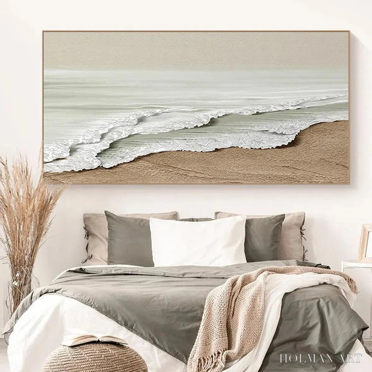 HOLMAN ART Serene Shore – Textured Coastal Landscape Painting in Beige - image 5