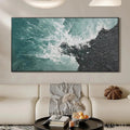 HOLMAN ART Turquoise Crash – Textured Abstract Seascape Painting in Teal and Black - image 2