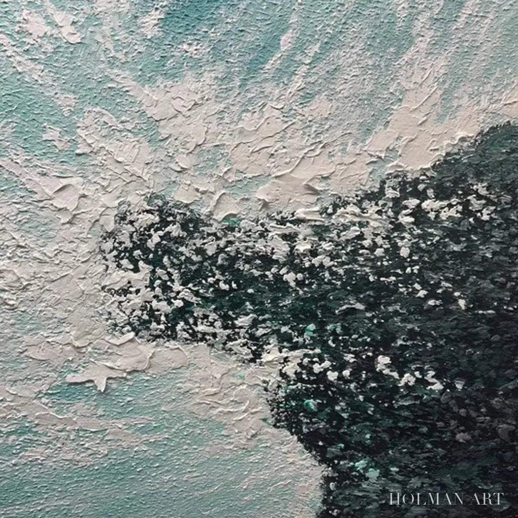 HOLMAN ART Turquoise Crash – Textured Abstract Seascape Painting in Teal and Black - image 5