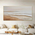 HOLMAN ART Whispering Tides – Textured Coastal Landscape Painting in Beige and White - image 2