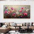 HOLMAN ART Summer Bloom – Textured Pink and White Floral Painting on Grey Background - image 2