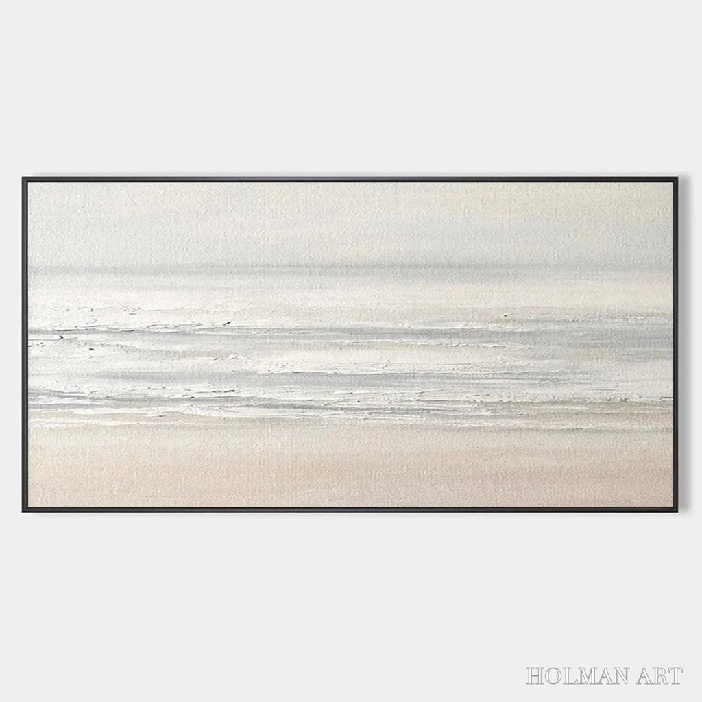 HOLMAN ART Tranquil Coast – Minimalist Coastal Landscape Painting in Neutral Tones - image 1