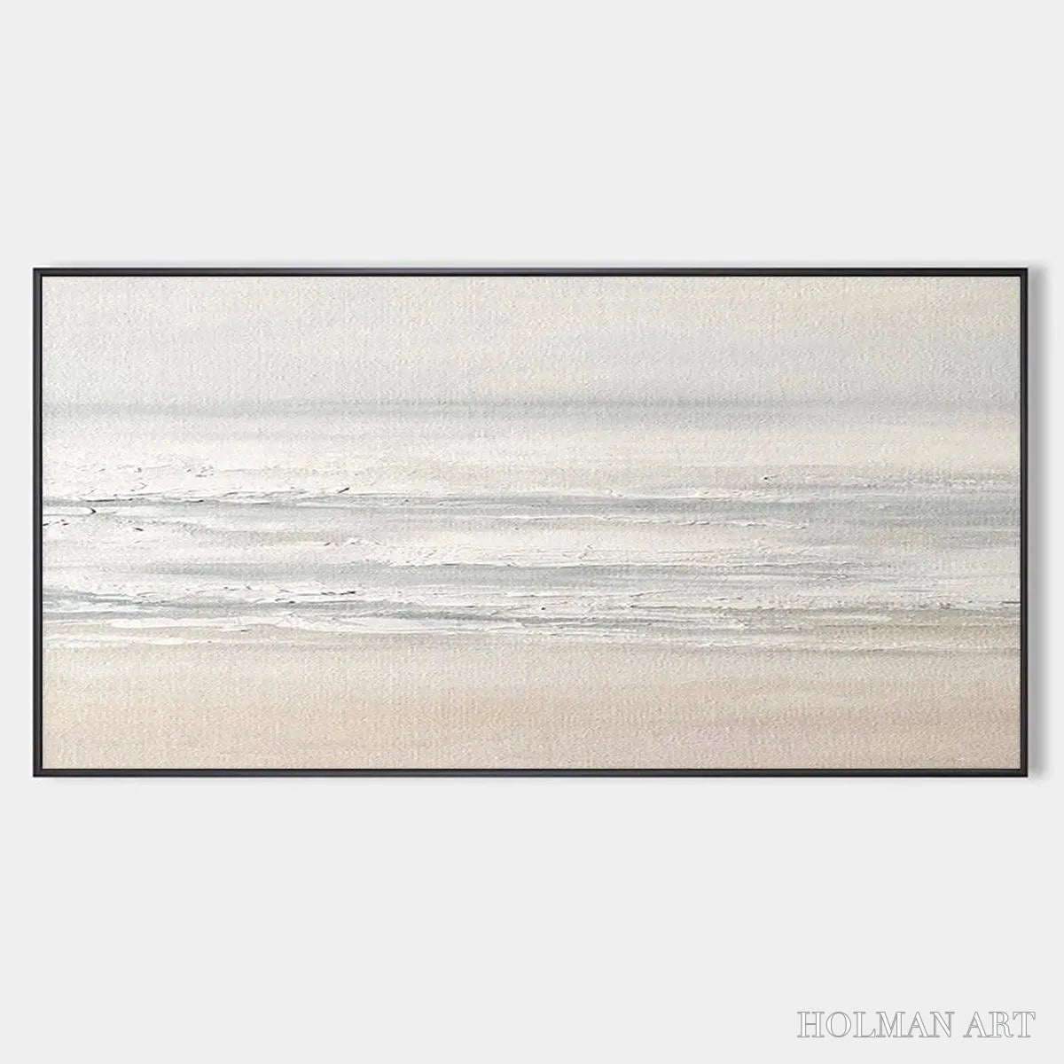 HOLMAN ART Tranquil Coast – Minimalist Coastal Landscape Painting in Neutral Tones - image 1