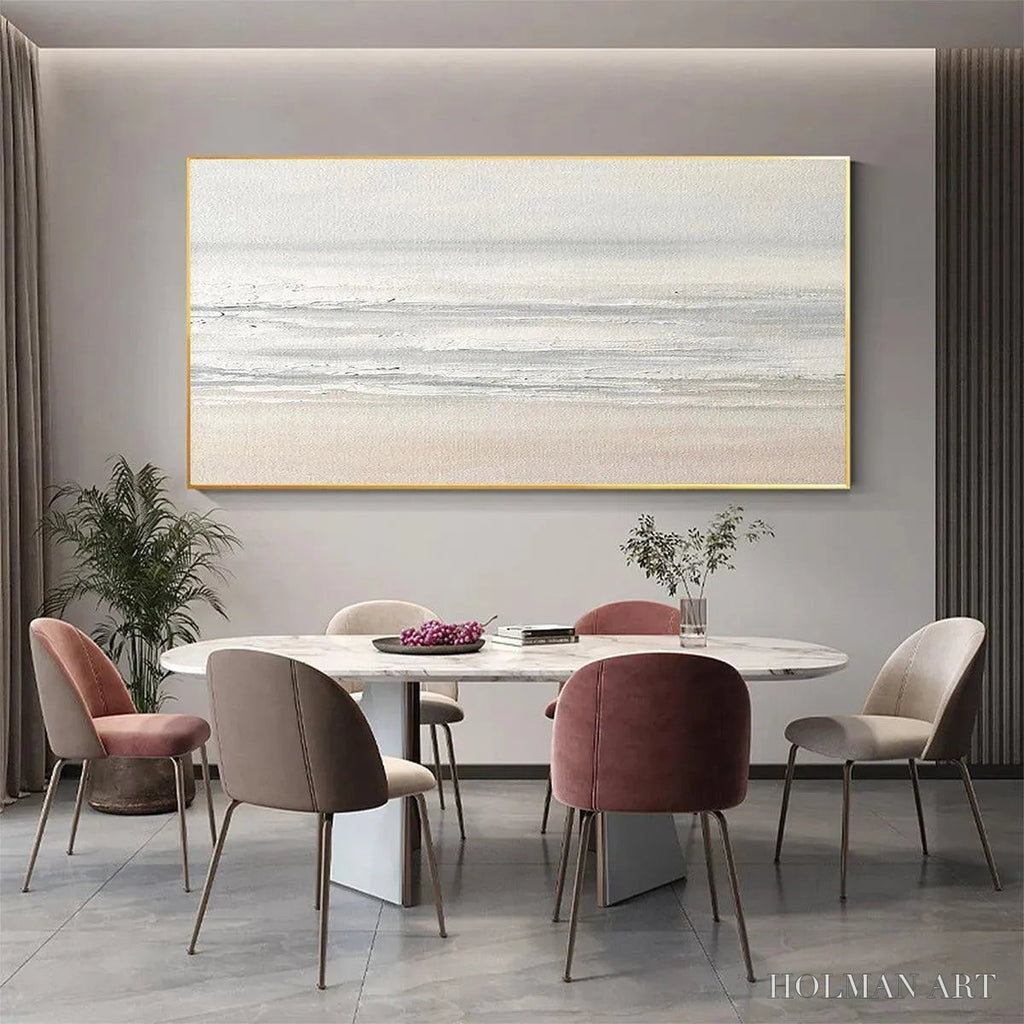HOLMAN ART Tranquil Coast – Minimalist Coastal Landscape Painting in Neutral Tones - image 2