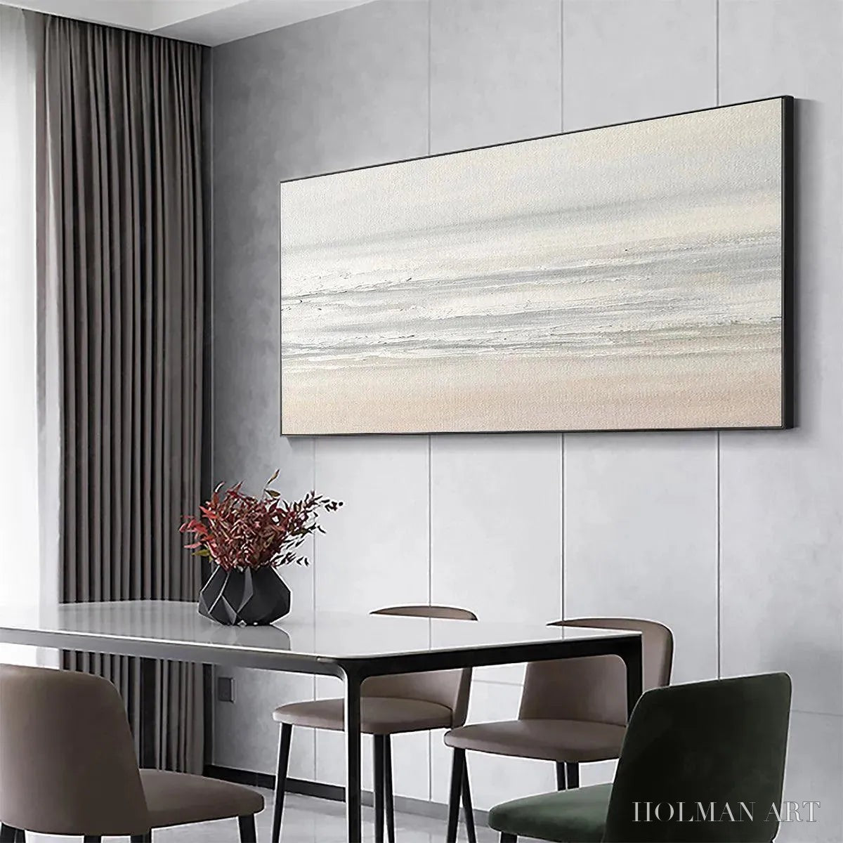 HOLMAN ART Tranquil Coast – Minimalist Coastal Landscape Painting in Neutral Tones - image 4
