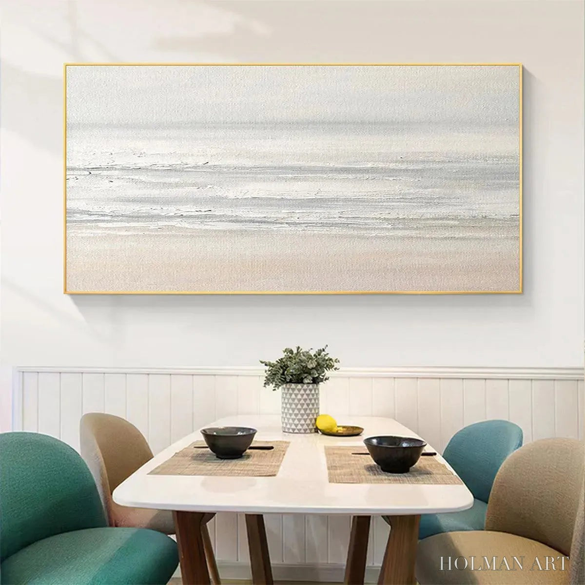 HOLMAN ART Tranquil Coast – Minimalist Coastal Landscape Painting in Neutral Tones - image 5