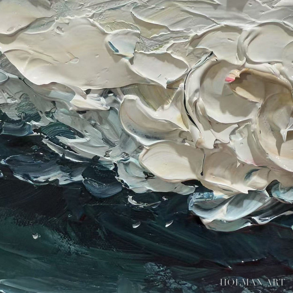 HOLMAN ART Ocean Dream – Textured Abstract Ocean Painting in Blue, White, and Gold - image 5