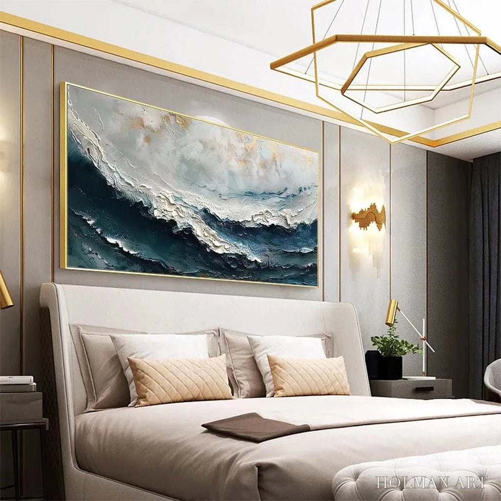 HOLMAN ART Ocean Dream – Textured Abstract Ocean Painting in Blue, White, and Gold - image 6