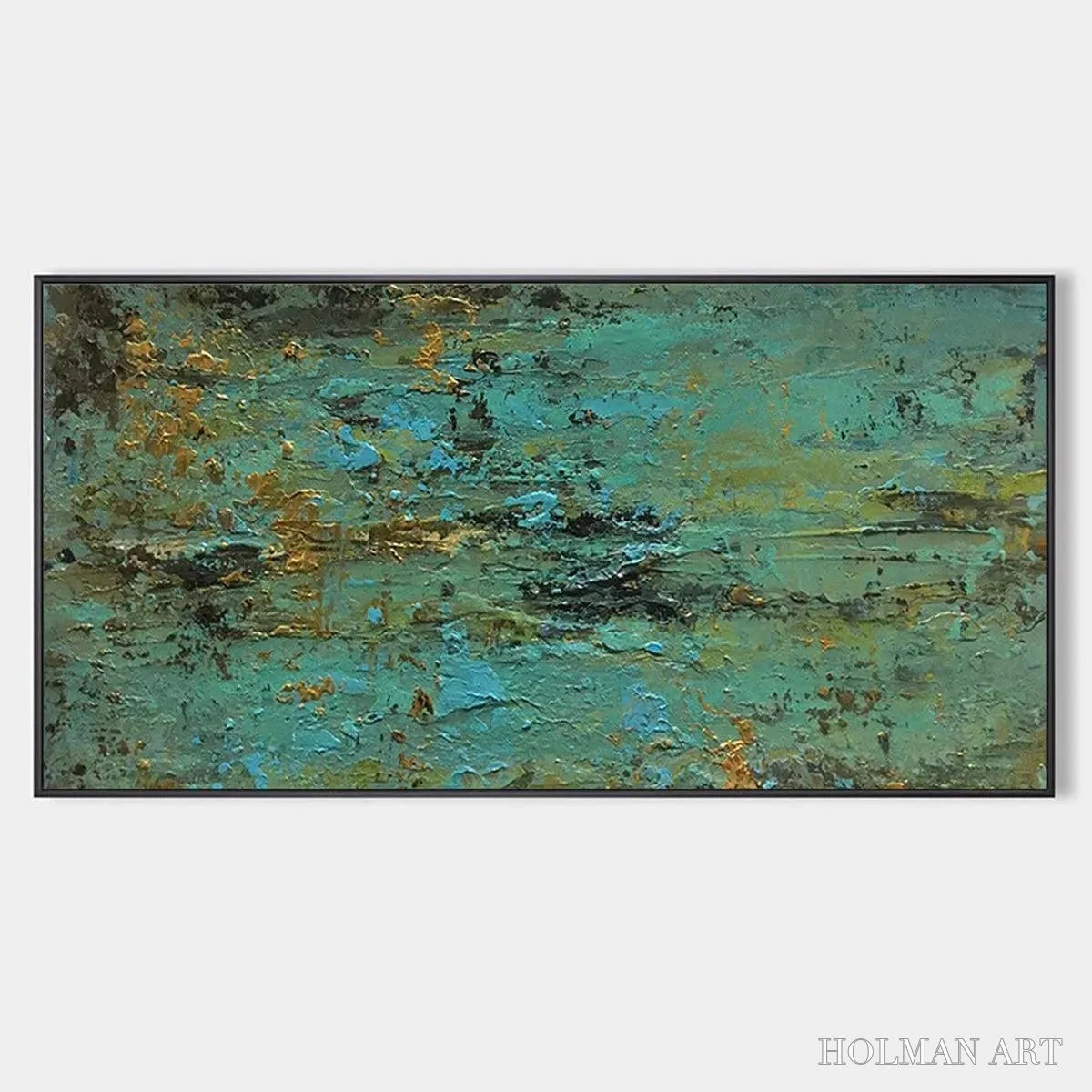 HOLMAN ART Golden Tide – Textured Abstract Painting in Teal and Gold - image 1