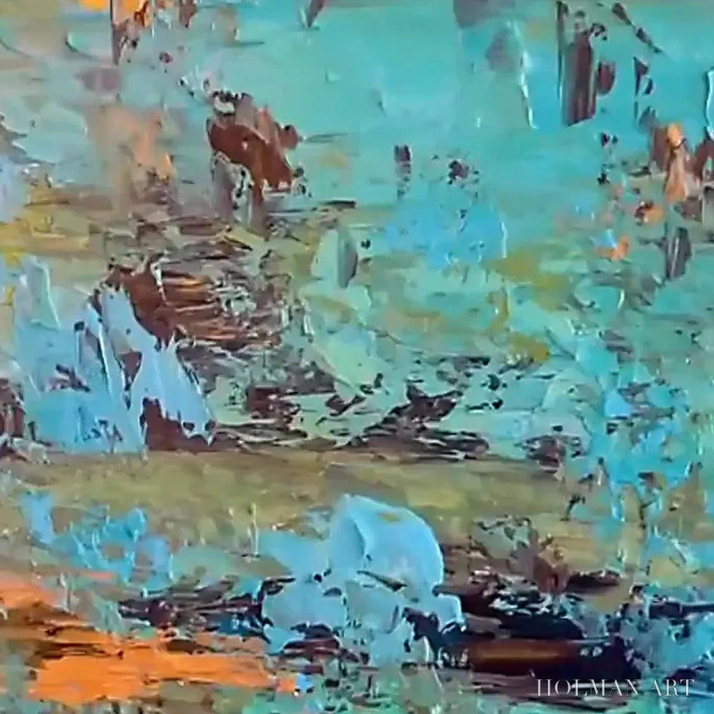 HOLMAN ART Golden Tide – Textured Abstract Painting in Teal and Gold - image 3