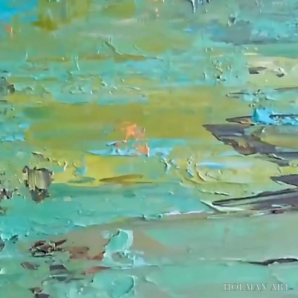 HOLMAN ART Golden Tide – Textured Abstract Painting in Teal and Gold - image 5