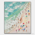 HOLMAN ART Beach Day – Textured Beach Scene Painting with Colorful Umbrellas - image 1