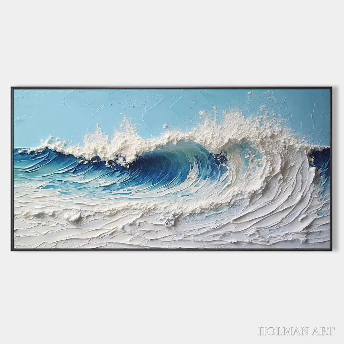 HOLMAN ART Cresting Wave – Textured Abstract Ocean Wave Painting in Blue and White - image 1