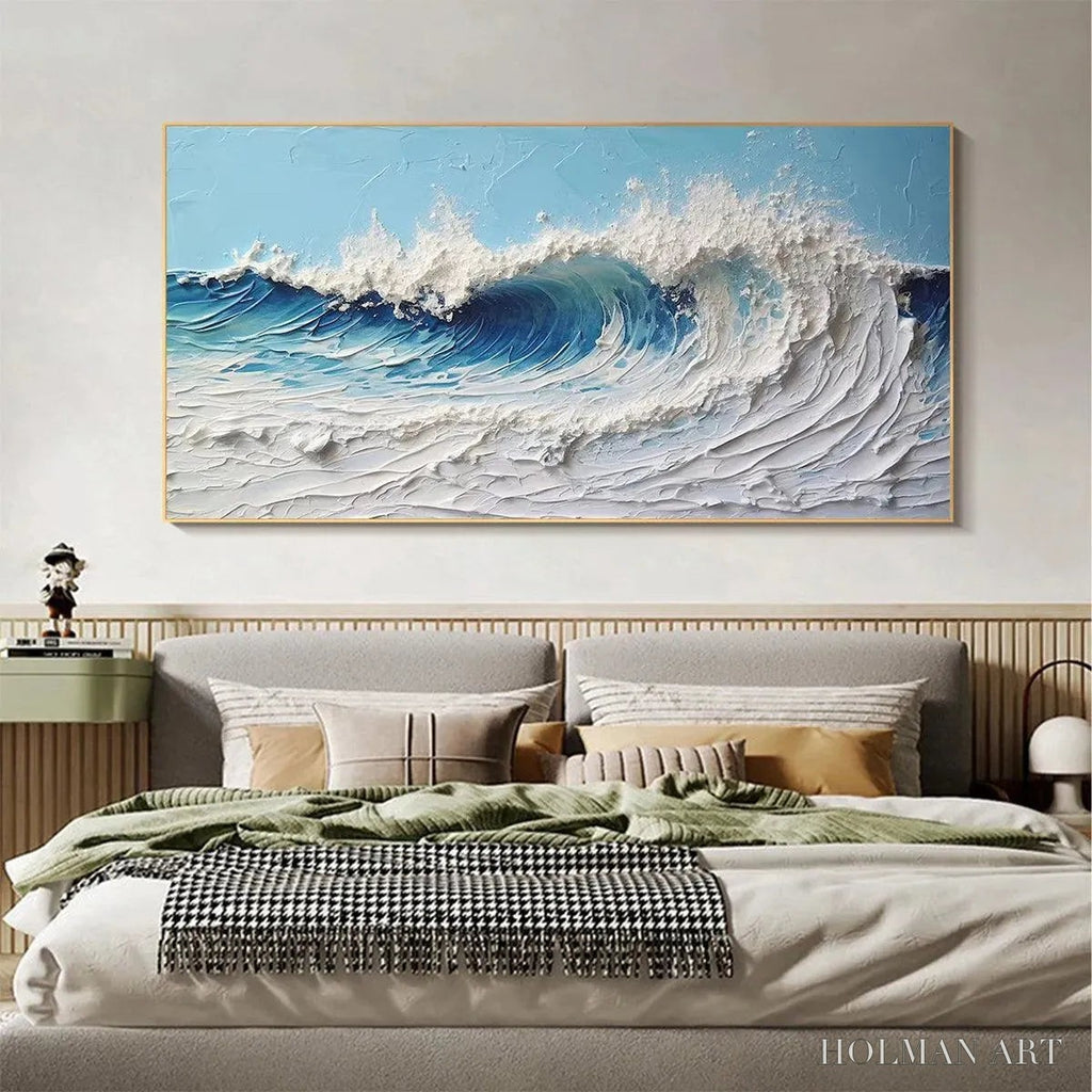 HOLMAN ART Cresting Wave – Textured Abstract Ocean Wave Painting in Blue and White - image 2