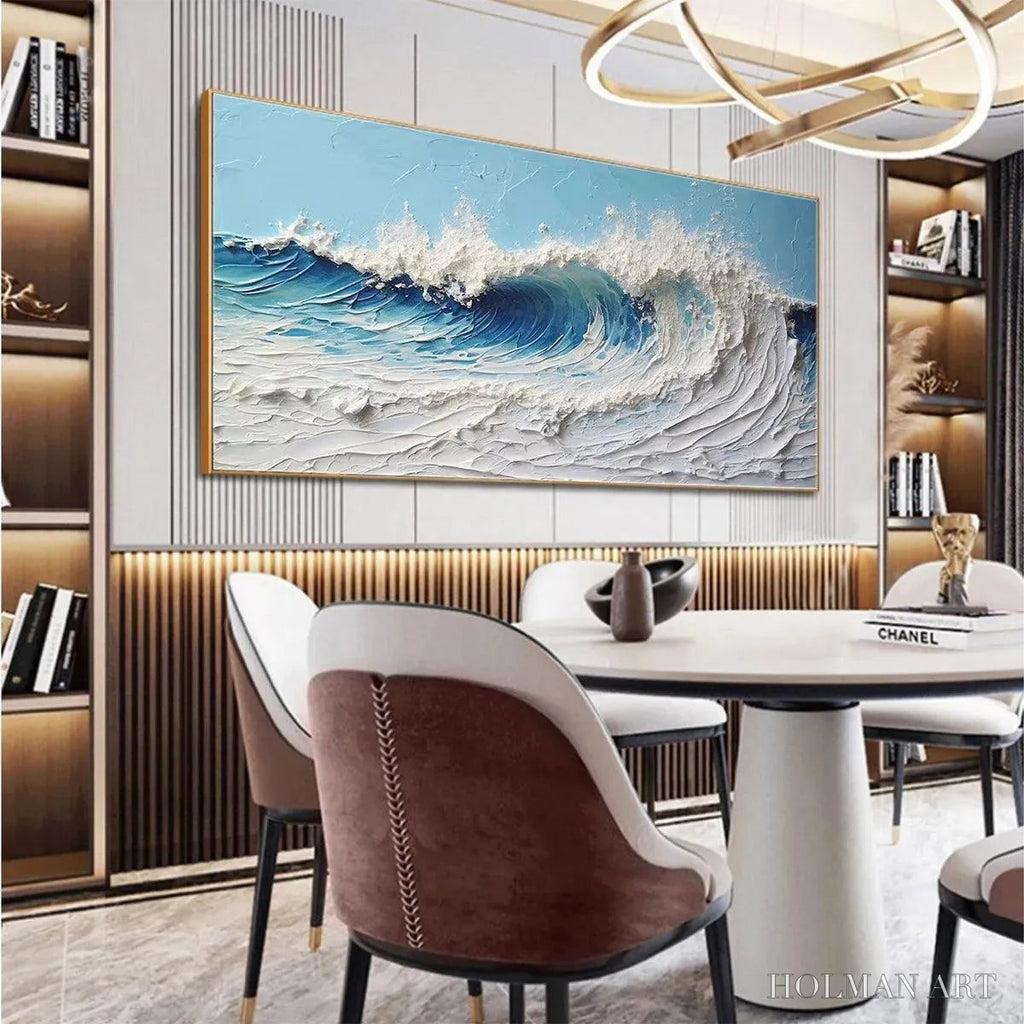 HOLMAN ART Cresting Wave – Textured Abstract Ocean Wave Painting in Blue and White - image 5