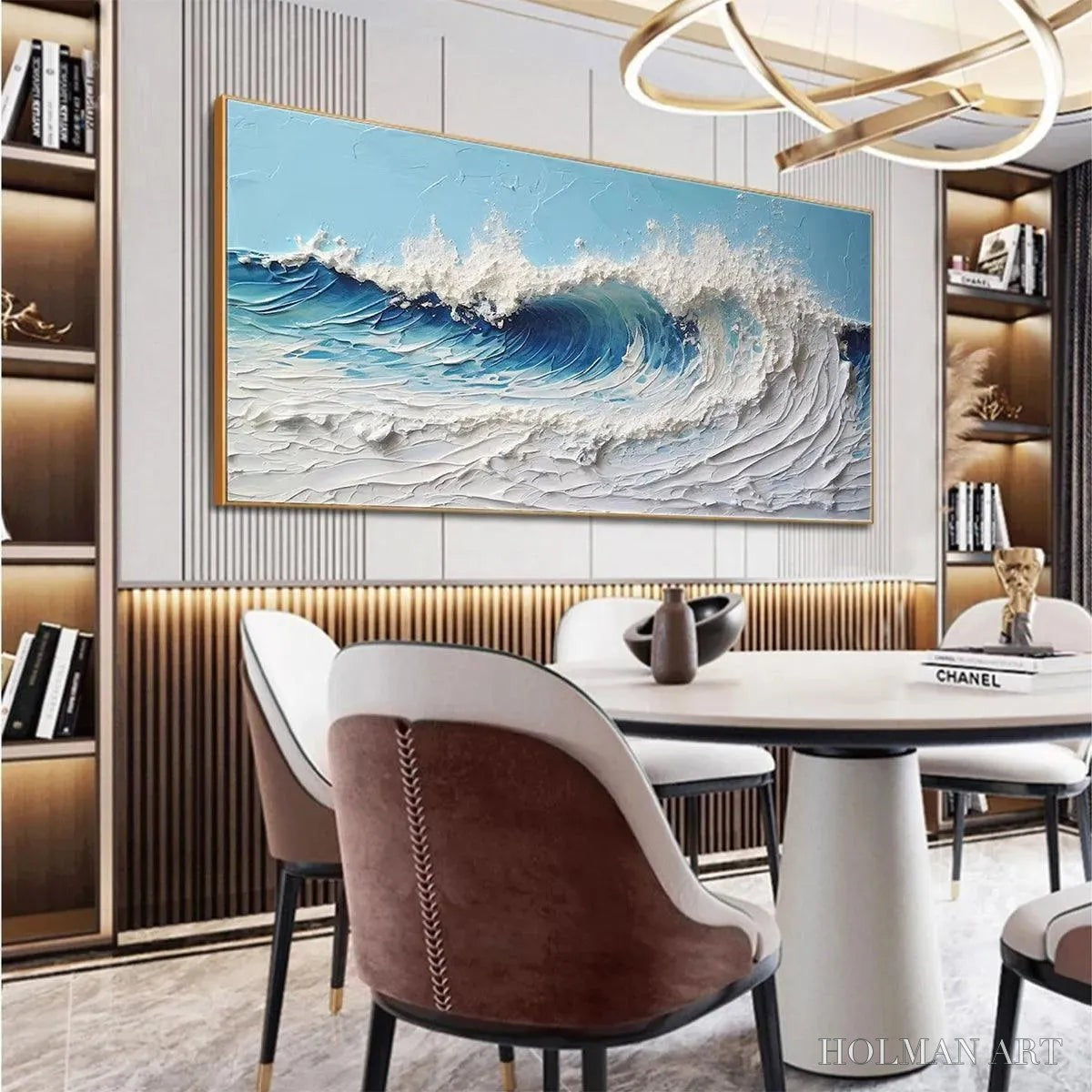 HOLMAN ART Cresting Wave – Textured Abstract Ocean Wave Painting in Blue and White - image 5