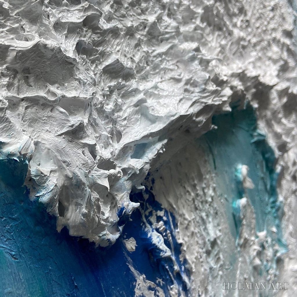 HOLMAN ART Cresting Wave – Textured Abstract Ocean Wave Painting in Blue and White - image 6