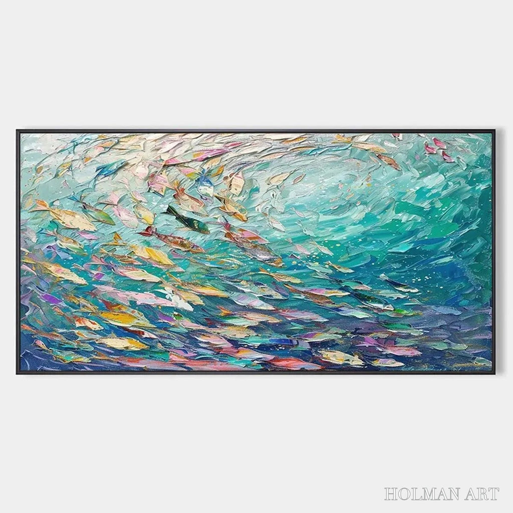 HOLMAN ART Ocean Currents – Textured Abstract Seascape Painting in Blues and Greens - image 1