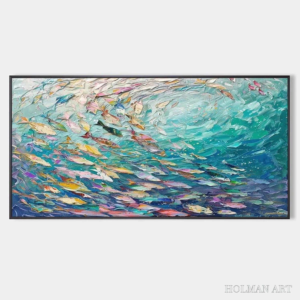 HOLMAN ART Ocean Currents – Textured Abstract Seascape Painting in Blues and Greens - image 1