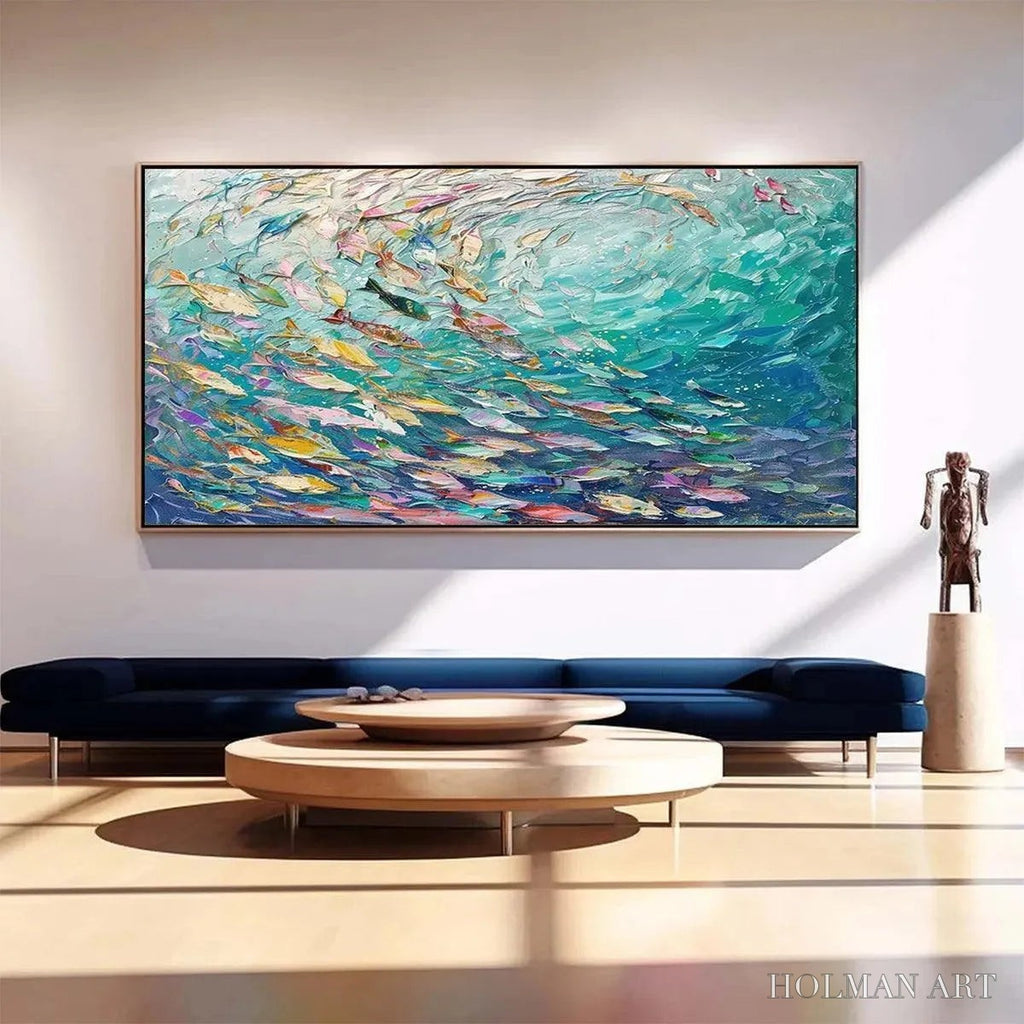 HOLMAN ART Ocean Currents – Textured Abstract Seascape Painting in Blues and Greens - image 2