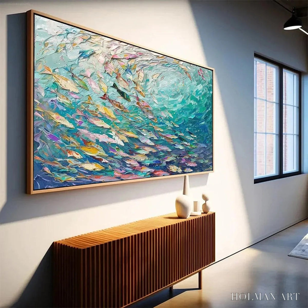 HOLMAN ART Ocean Currents – Textured Abstract Seascape Painting in Blues and Greens - image 4