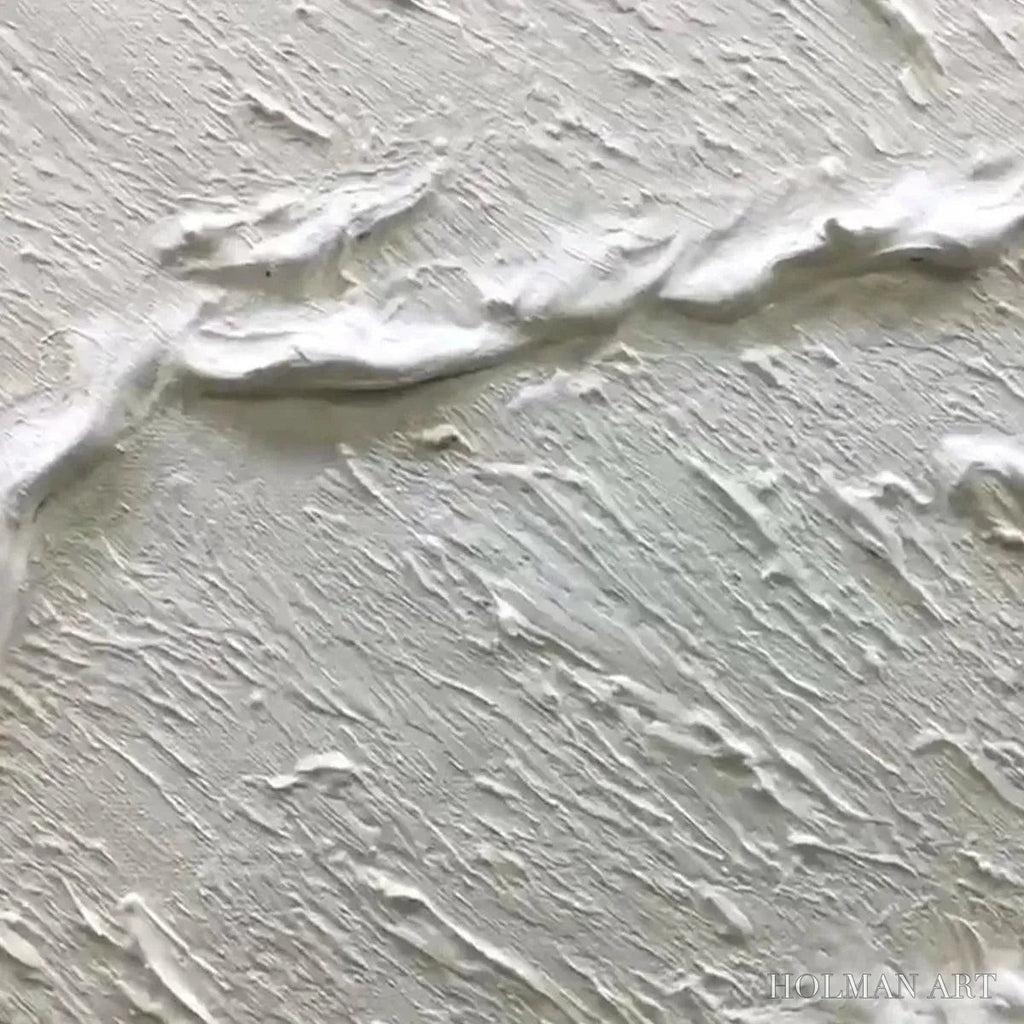 HOLMAN ART White Wave – Textured Minimalist Coastal Abstract Painting in White and Beige - image 3