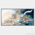 HOLMAN ART Oceanic Bloom – Textured Abstract Floral Painting in Blue and Beige - image 1