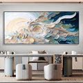 HOLMAN ART Oceanic Bloom – Textured Abstract Floral Painting in Blue and Beige - image 2