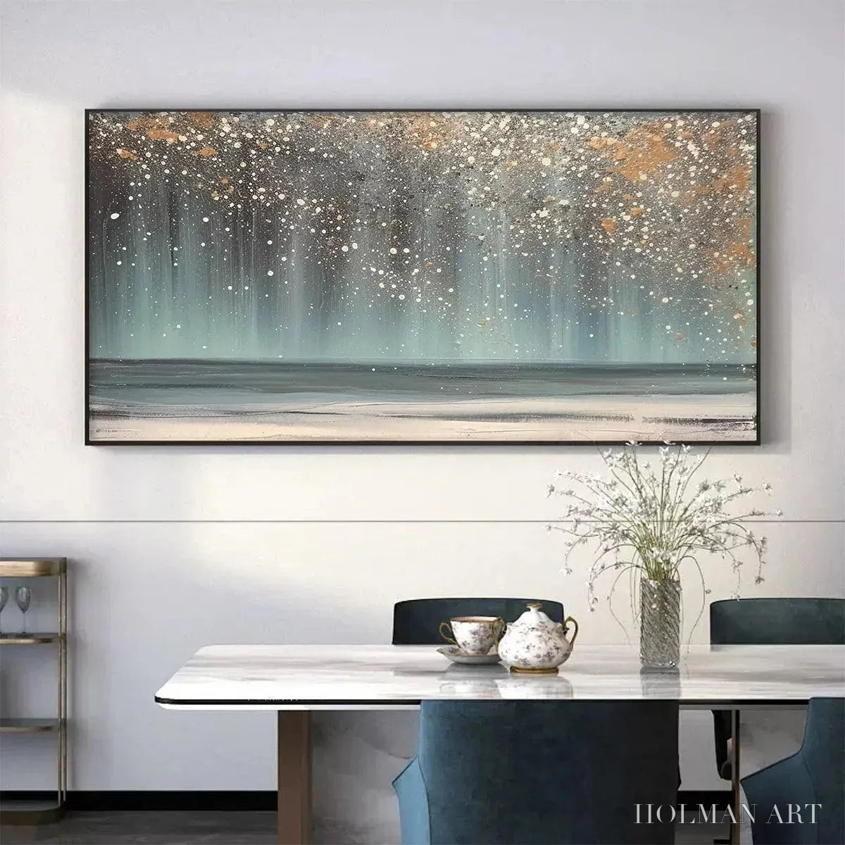 HOLMAN ART Aurora Dust – Textured Abstract Ocean Painting with Gold Accents - image 2