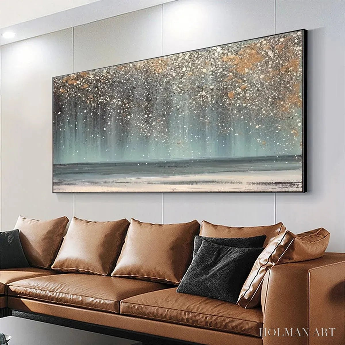 HOLMAN ART Aurora Dust – Textured Abstract Ocean Painting with Gold Accents - image 6
