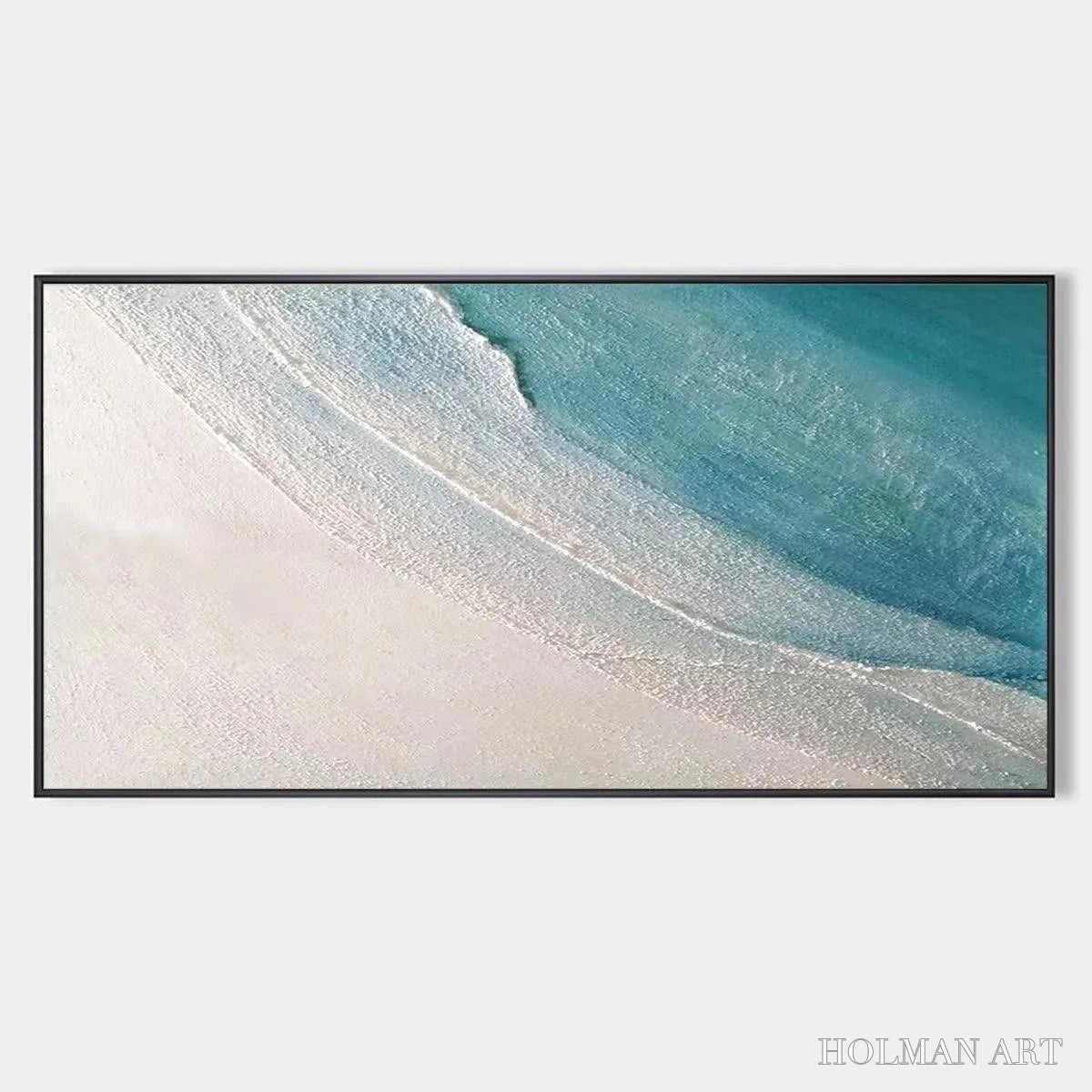 HOLMAN ART Azure Shores – Textured Abstract Beach Painting in Blue and White - image 1