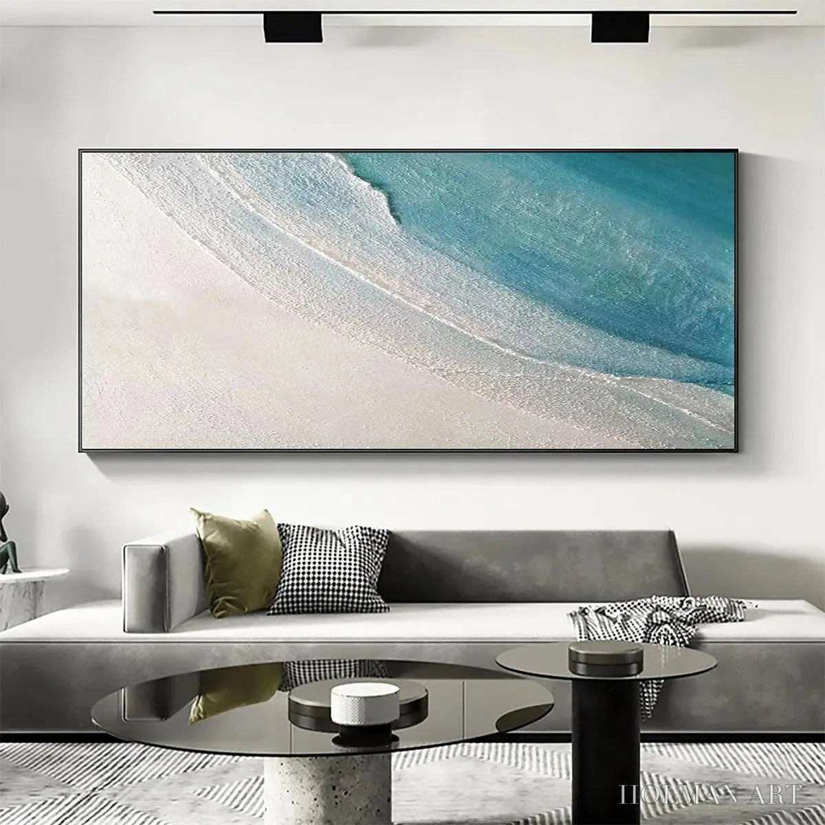 HOLMAN ART Azure Shores – Textured Abstract Beach Painting in Blue and White - image 2
