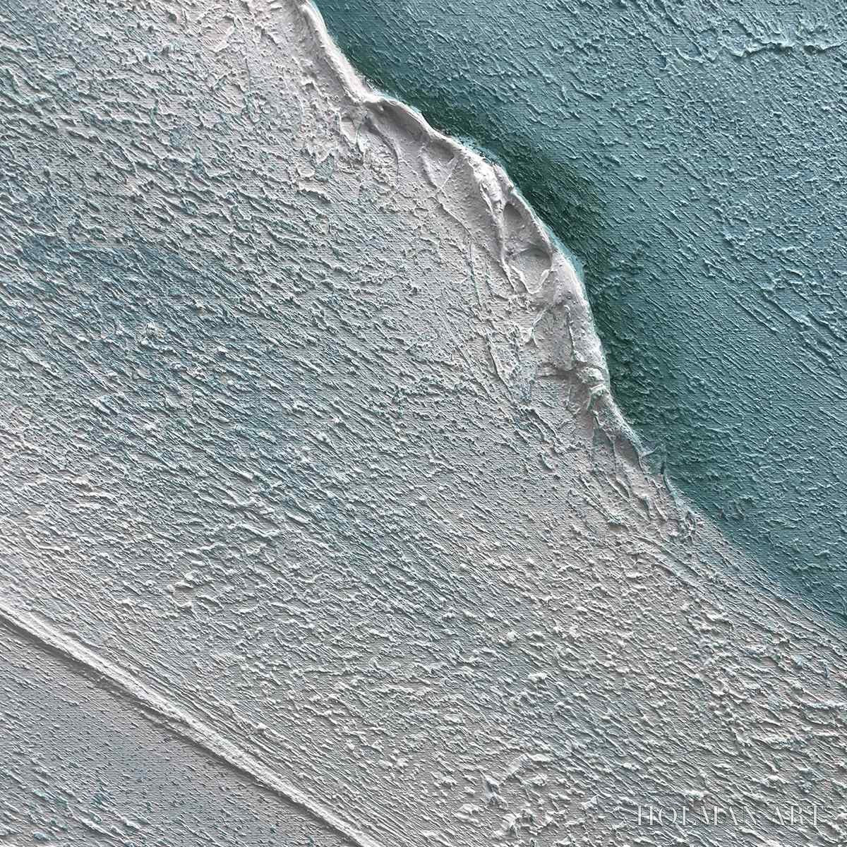 HOLMAN ART Azure Shores – Textured Abstract Beach Painting in Blue and White - image 3