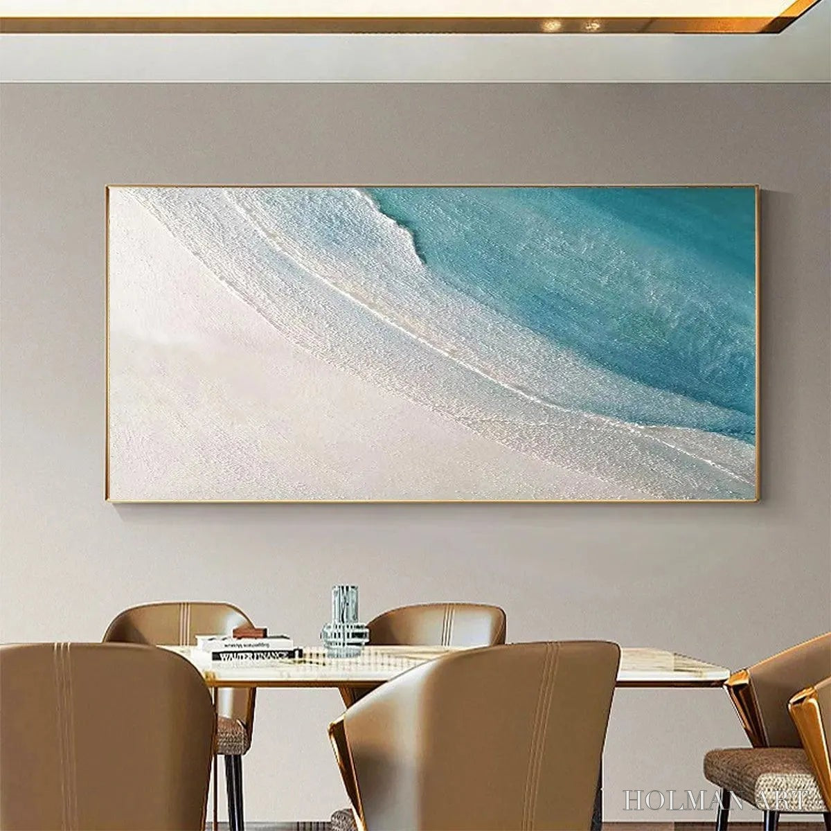 HOLMAN ART Azure Shores – Textured Abstract Beach Painting in Blue and White - image 6