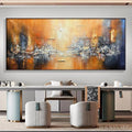 HOLMAN ART Golden City – Textured Abstract Cityscape Painting in Orange and Blue - image 2