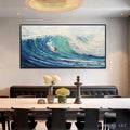 HOLMAN ART Emerald Surge – Textured Blue Ocean Wave Painting with Surfer - image 2