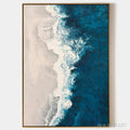 HOLMAN ART Azure Coast – Blue and Beige Abstract Coastal Painting - image 1