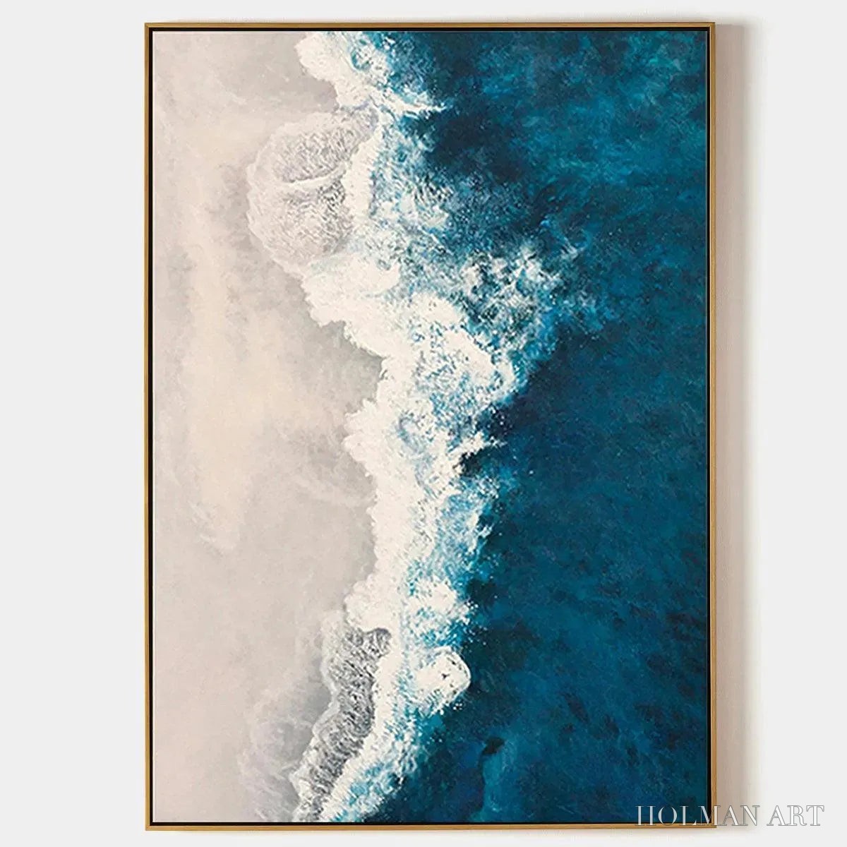 HOLMAN ART Azure Coast – Blue and Beige Abstract Coastal Painting - image 1