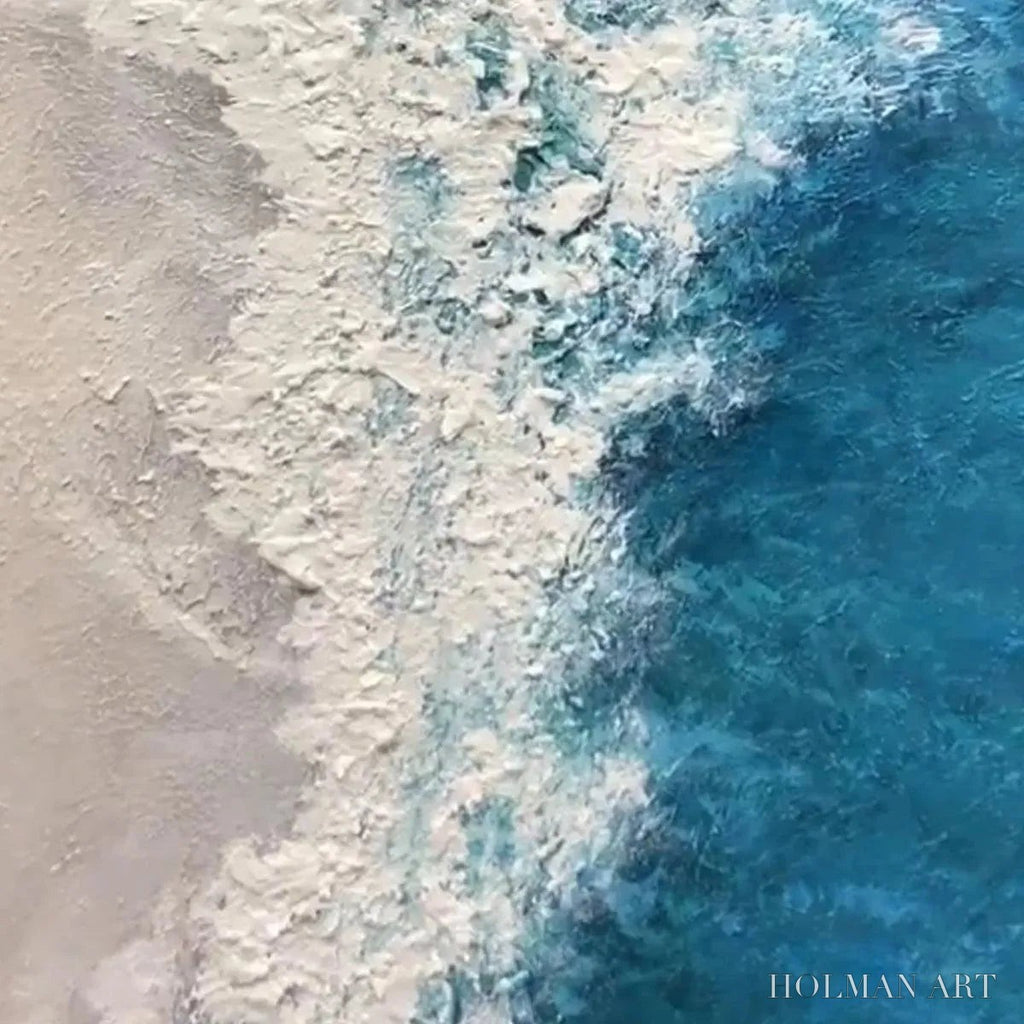 HOLMAN ART Azure Coast – Blue and Beige Abstract Coastal Painting - image 3