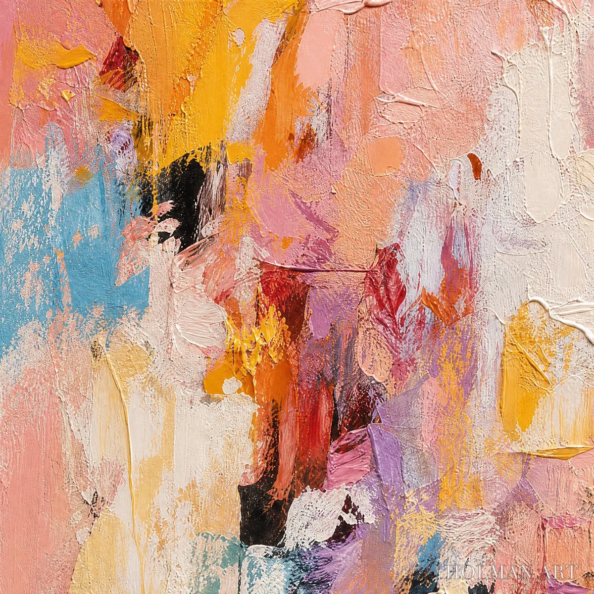 HOLMAN ART Blushing Dawn – Vertical Textured Abstract Oil Painting in Pink - image 3