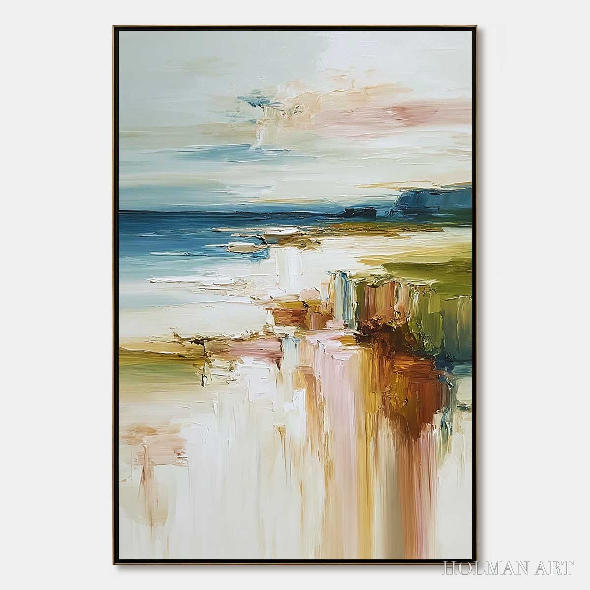 HOLMAN ART Coastal Serenity – Textured Abstract Coastal Landscape Painting - image 1