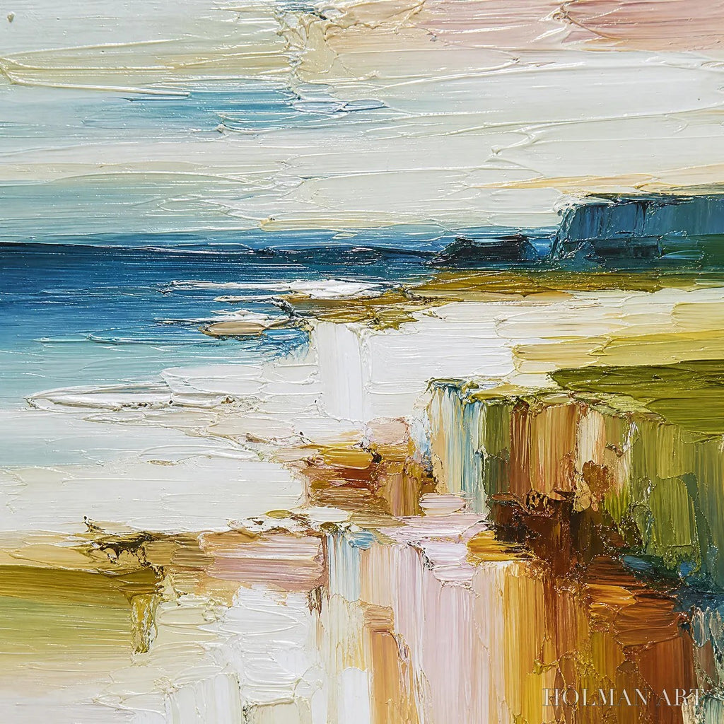 HOLMAN ART Coastal Serenity – Textured Abstract Coastal Landscape Painting - image 3