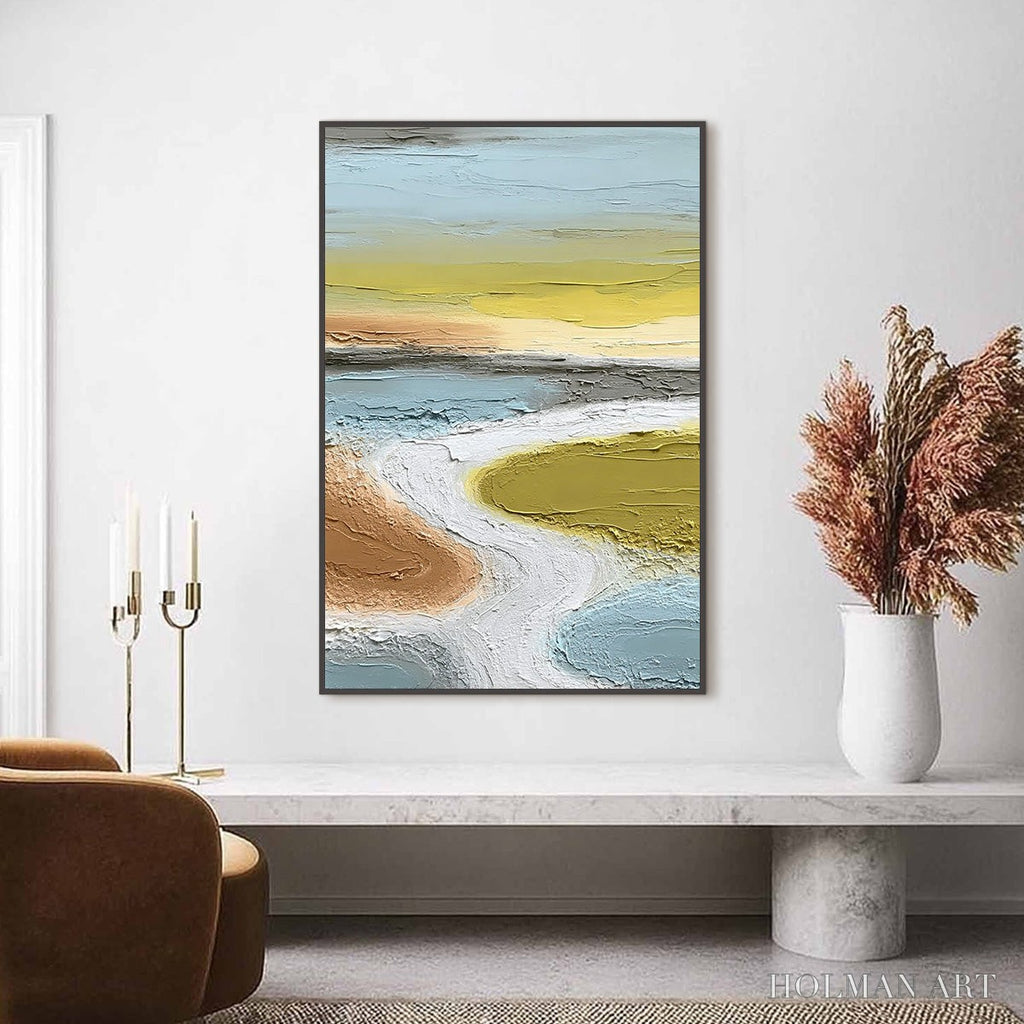 HOLMAN ART Serene Path – Textured Wabi-Sabi Abstract River Landscape - image 2