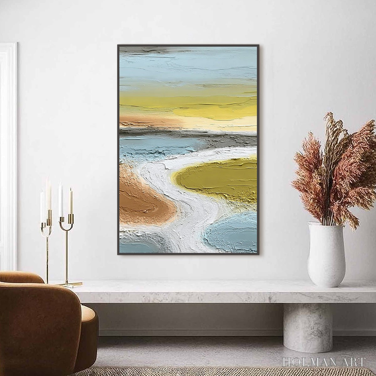 HOLMAN ART Serene Path – Textured Wabi-Sabi Abstract River Landscape - image 2